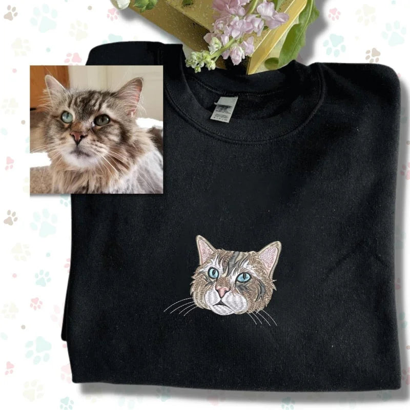 Sudadera bordada con retrato de mascota personalizada
