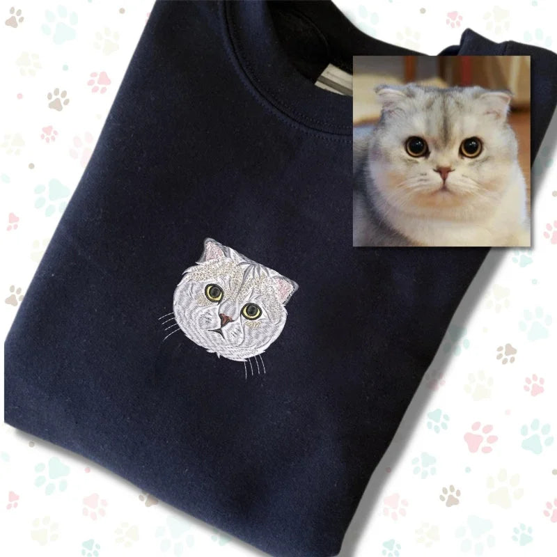 Sudadera bordada con retrato de mascota personalizada