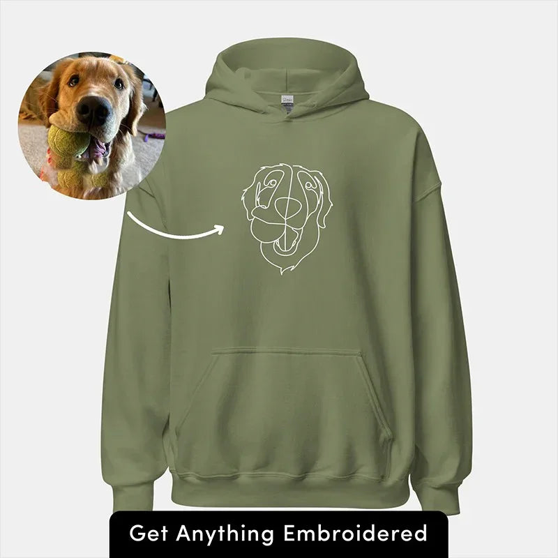 Sudadera con capucha con contorno de mascota bordada personalizada