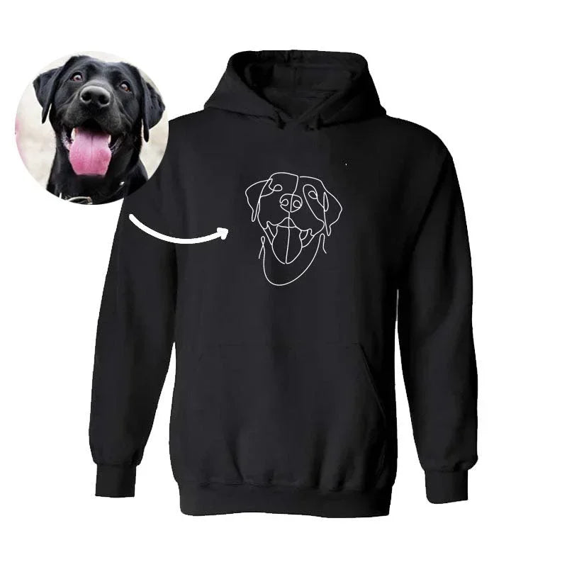 Sudadera con capucha con contorno de mascota bordada personalizada
