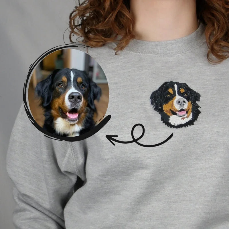 Sudadera bordada con retrato de mascota personalizada