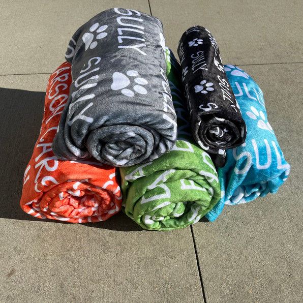 Personalized Paw Print Name Blanket For Pet Pet Lover Gift