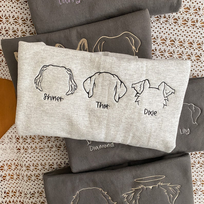 Sudadera de orejas de mascota bordada personalizada con suéter de perro bordado con nombre