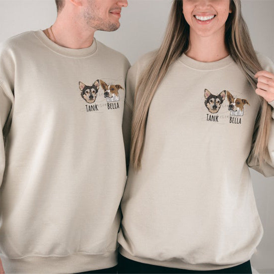 Sudadera con capucha personalizada con cara y nombre de mascota bordada