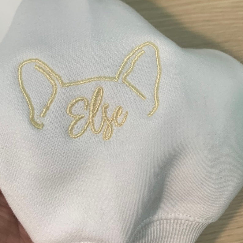 Oreja de gato de perro personalizada bordada con regalo de sudadera con nombre para dueños de mascotas, amantes de las mascotas