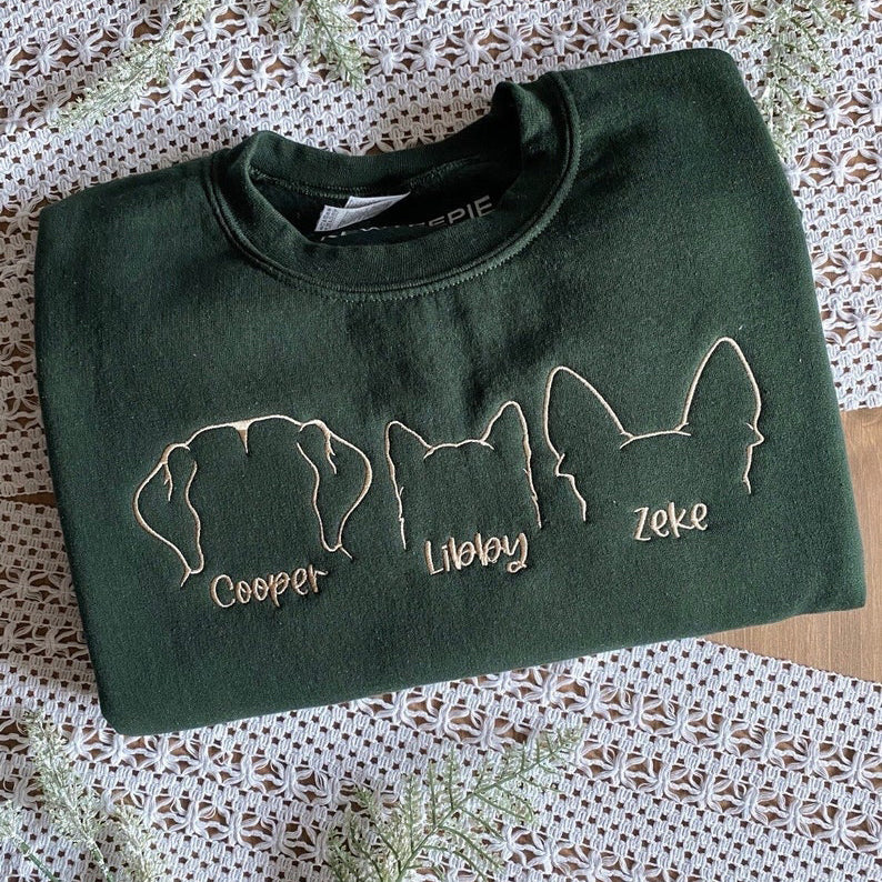 Sudadera de orejas de mascota bordada personalizada con suéter de perro bordado con nombre