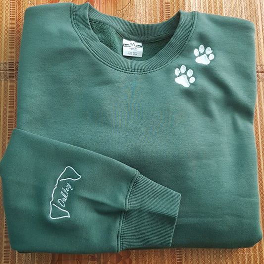 Embroidered Custom Dog Cat Ear with Name Sweatshirt Gift For Pet Owners, Pet Lovers