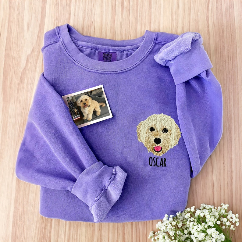 Custom Pet Embroidered Sweatshirt Dog Cat Sweatshirt Mother's Day Gift