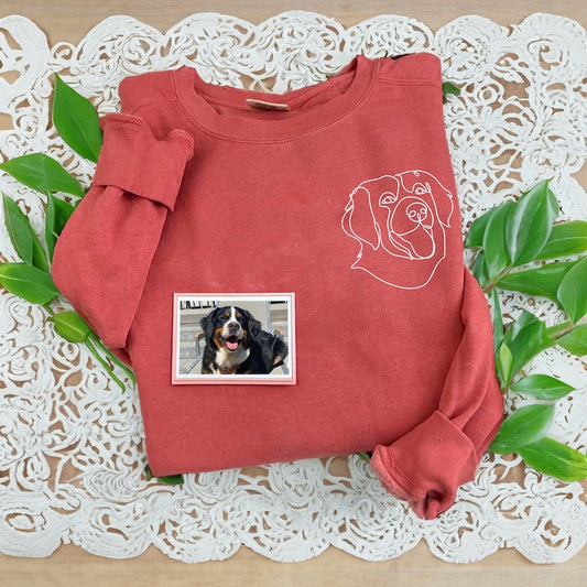 Custom Dog Mom Line Art Embroidered Sweatshirt Personalized one-line Pet Hoodie Mother's Day Gift