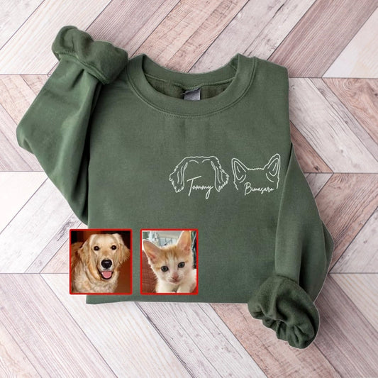 Personalized Pet Ears Sweatshirt with Name Dog People Sweatshirt