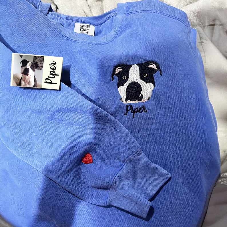 Custom Pet Embroidered Sweatshirt Dog Cat Sweatshirt Mother's Day Gift