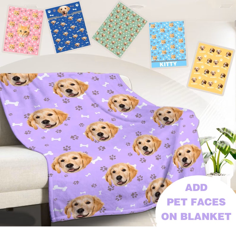 Personalized Pet Blanket with Face Dog Face Blanket