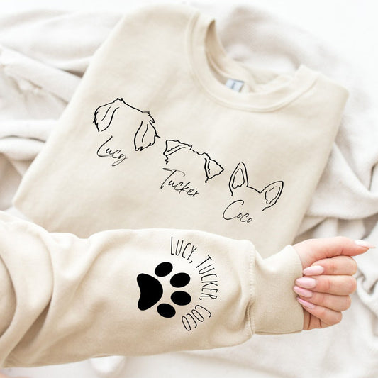 Personalized Dog Ears Sweatshirt with Name Gift for Pet Lovers