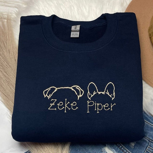 Personalized Embroidered Pet Ears Sweatshirt Gift for Dog Lover