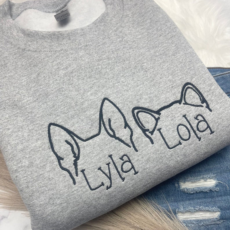 Regalo personalizado de sudadera con orejas de mascota bordadas para amantes de los perros