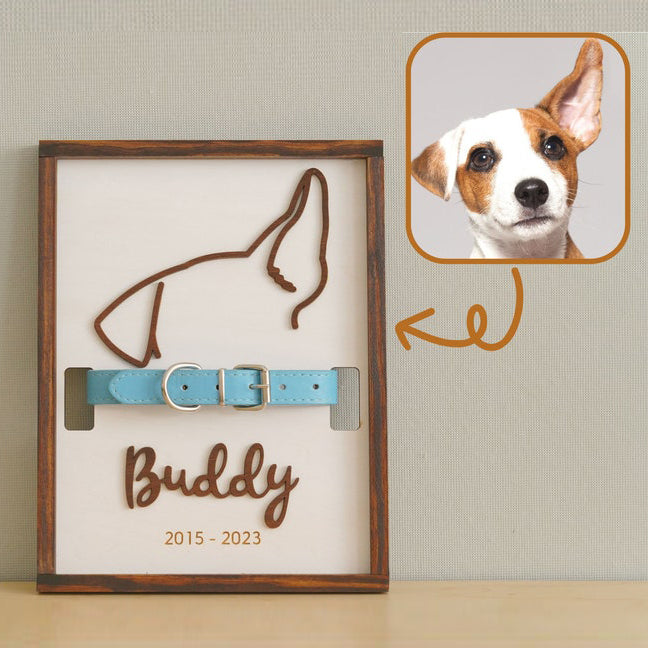 Memorial Pet Collar Frame Dog Ear Framed Art Bereavement Gifts