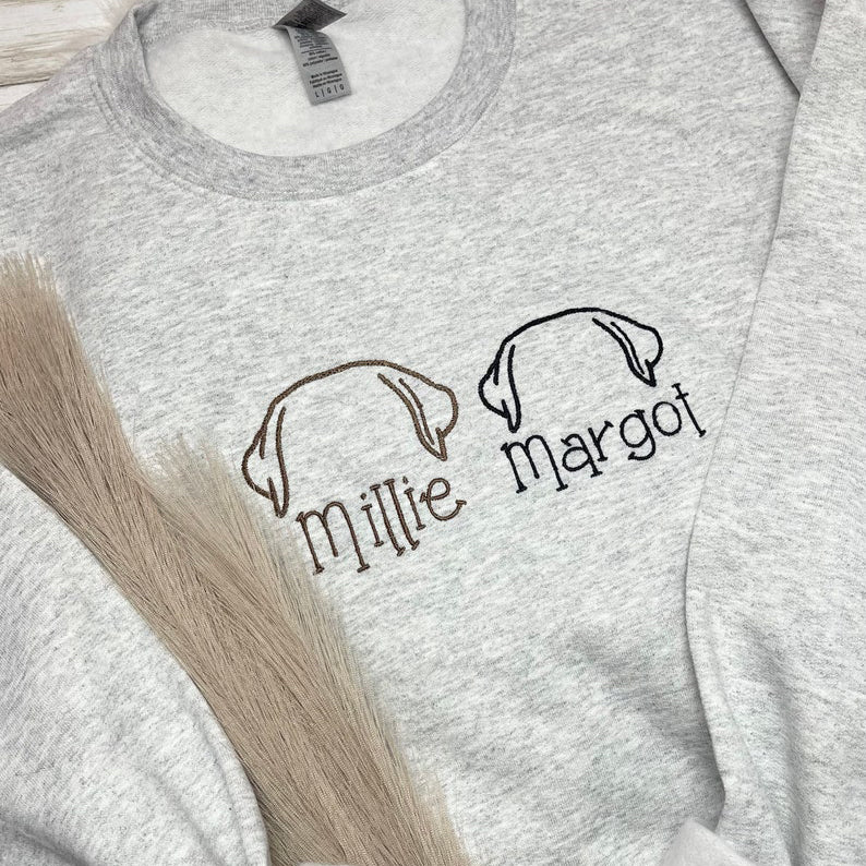 Regalo personalizado de sudadera con orejas de mascota bordadas para amantes de los perros