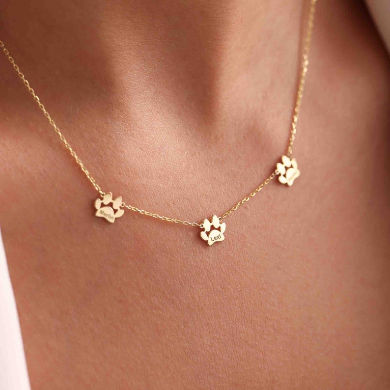 Personalized Dog Paw Necklace Cat Paw Necklace Gift for Her