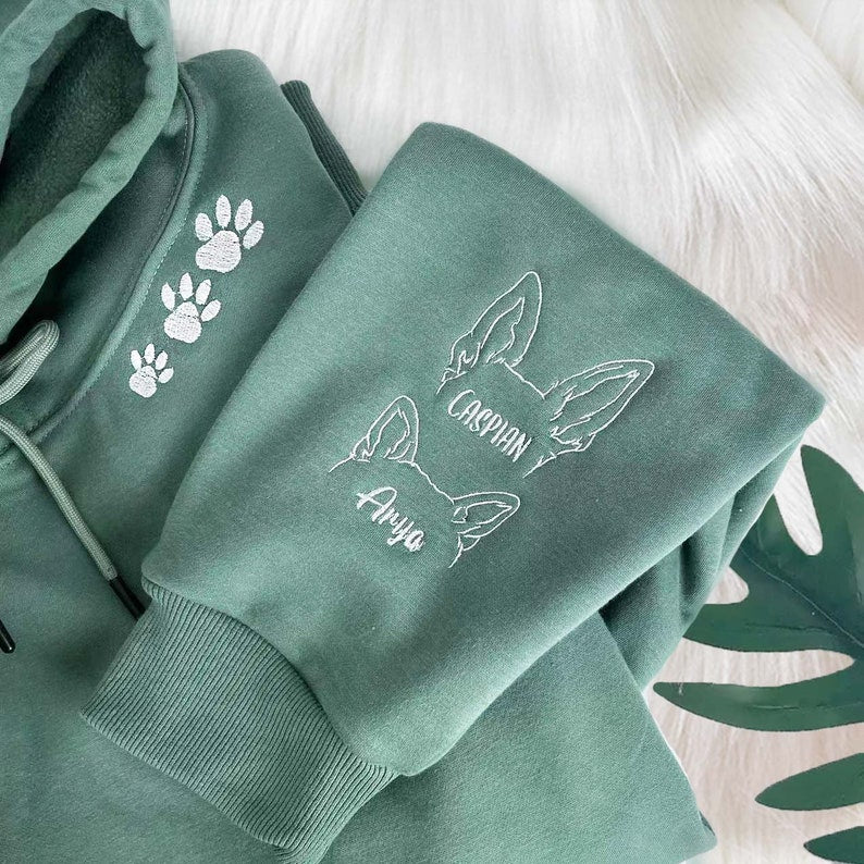 Oreja de gato de perro personalizada bordada con regalo de sudadera con nombre para dueños de mascotas, amantes de las mascotas