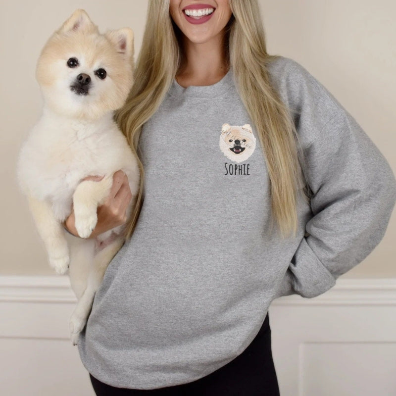 Custom Pet Face and Pet name Sweatshirt Mother's Day Gift