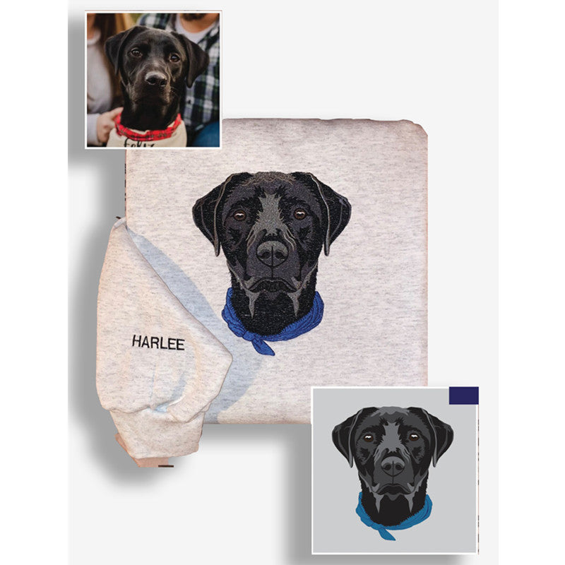 Customize Text & Image Dog Cat Pet Sweatshirt Pet Portrait Embroidered Sweatshirt Hoodie