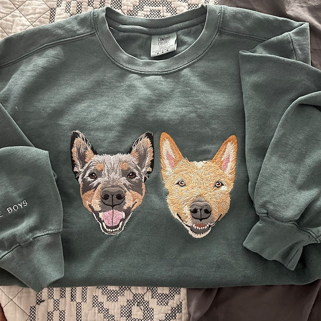 Customize Text & Image Dog Cat Pet Sweatshirt Pet Portrait Embroidered Sweatshirt Hoodie