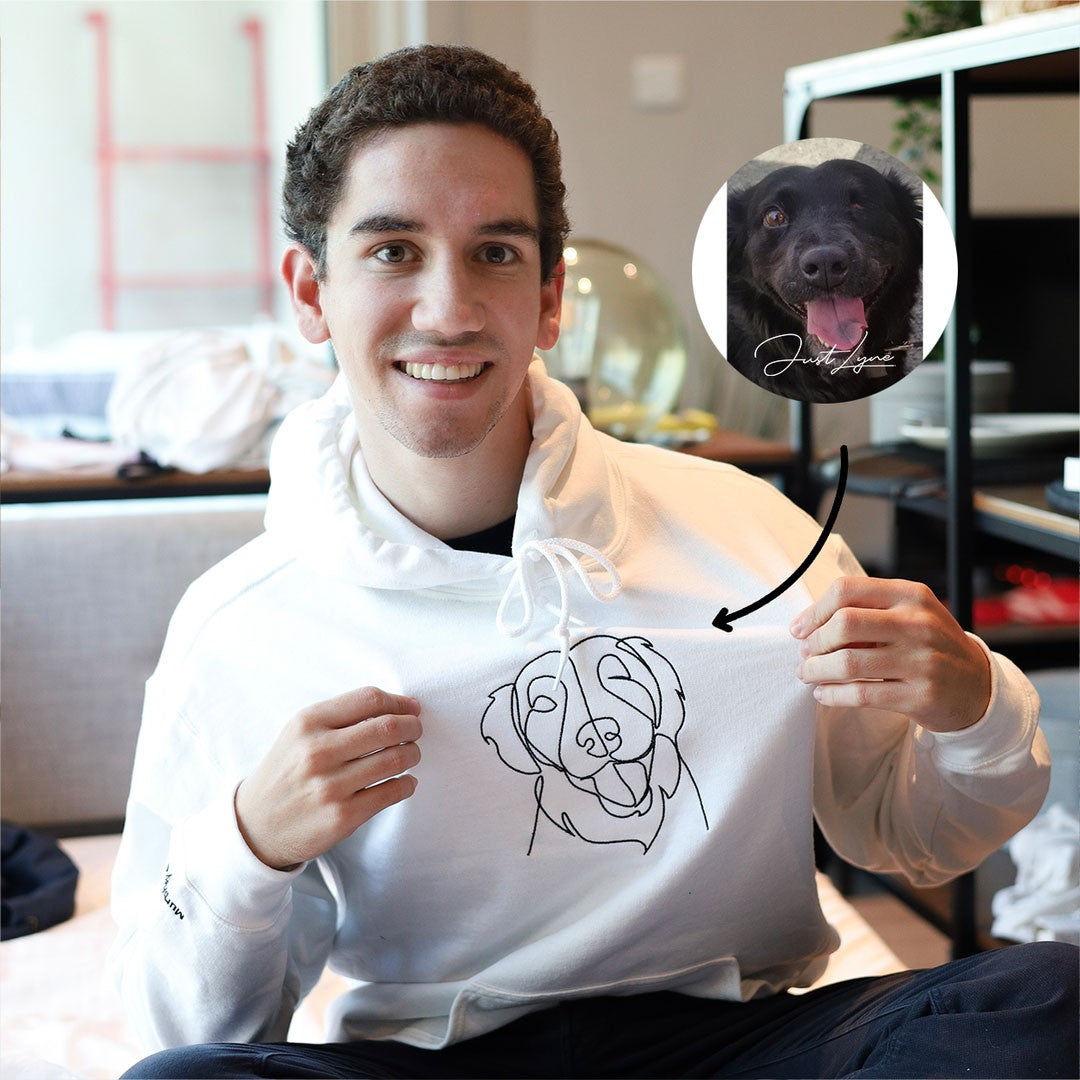 Sudadera con capucha con contorno de mascota bordada personalizada