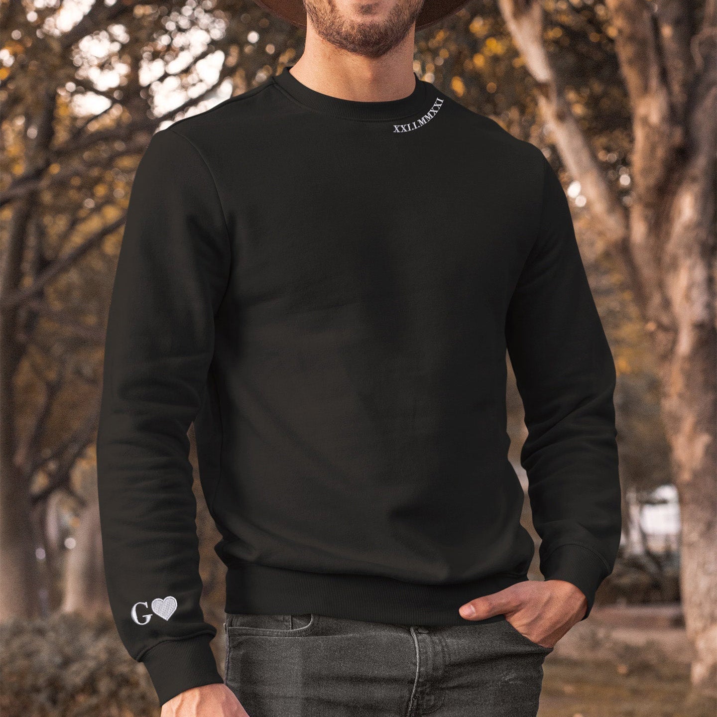 Sudadera con números romanos con fecha bordada personalizada, regalo de San Valentín