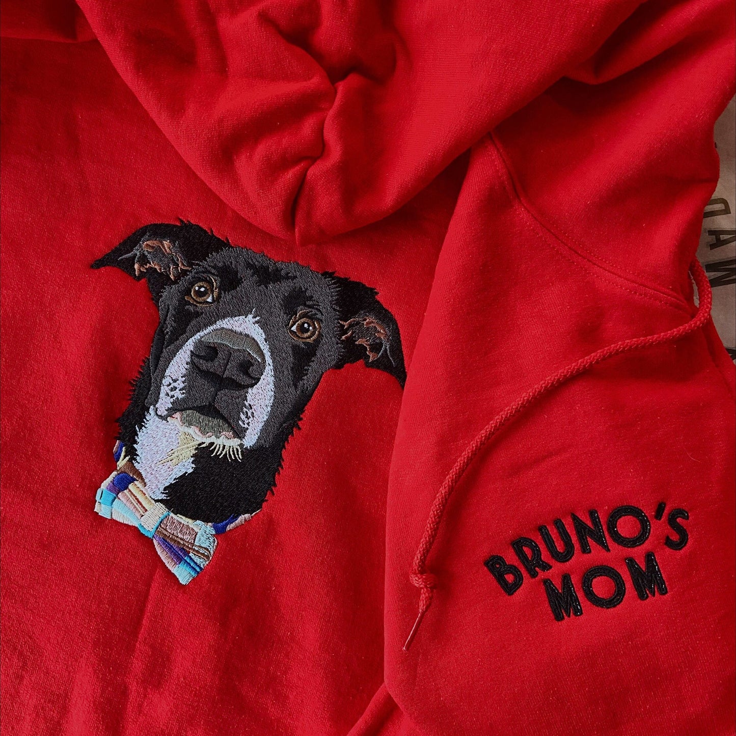 Customize Text & Image Dog Cat Pet Sweatshirt Pet Portrait Embroidered Sweatshirt Hoodie