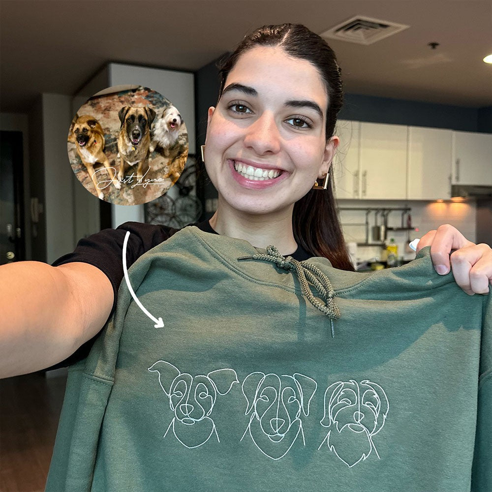 Sudadera con capucha con contorno de mascota bordada personalizada