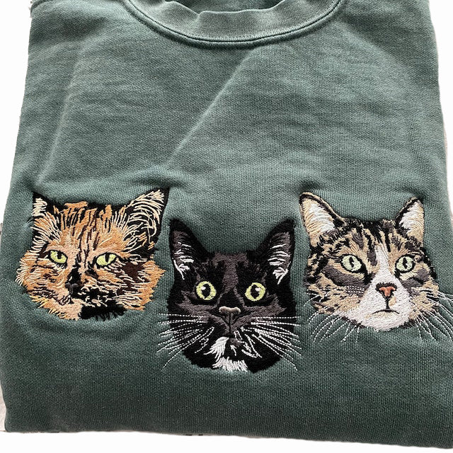 Customize Text & Image Dog Cat Pet Sweatshirt Pet Portrait Embroidered Sweatshirt Hoodie