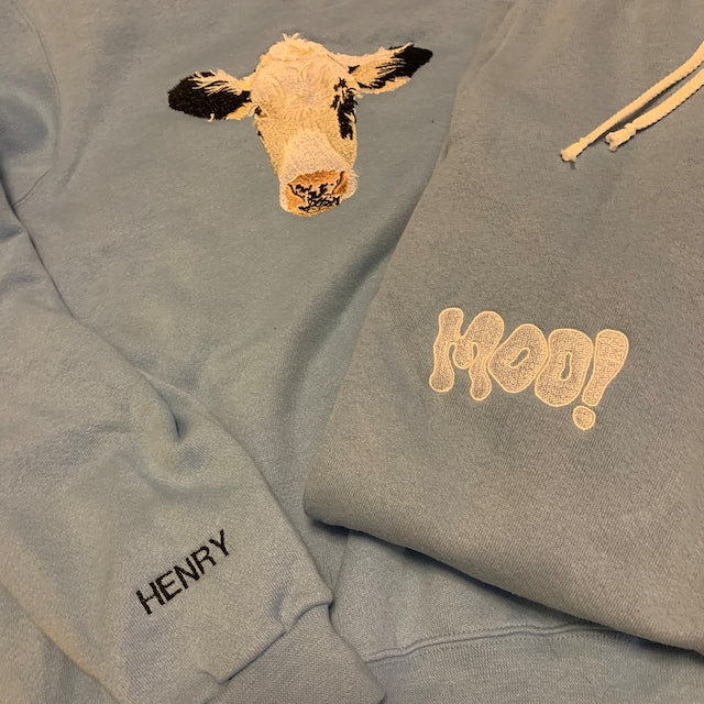 Customize Text & Image Dog Cat Pet Sweatshirt Pet Portrait Embroidered Sweatshirt Hoodie