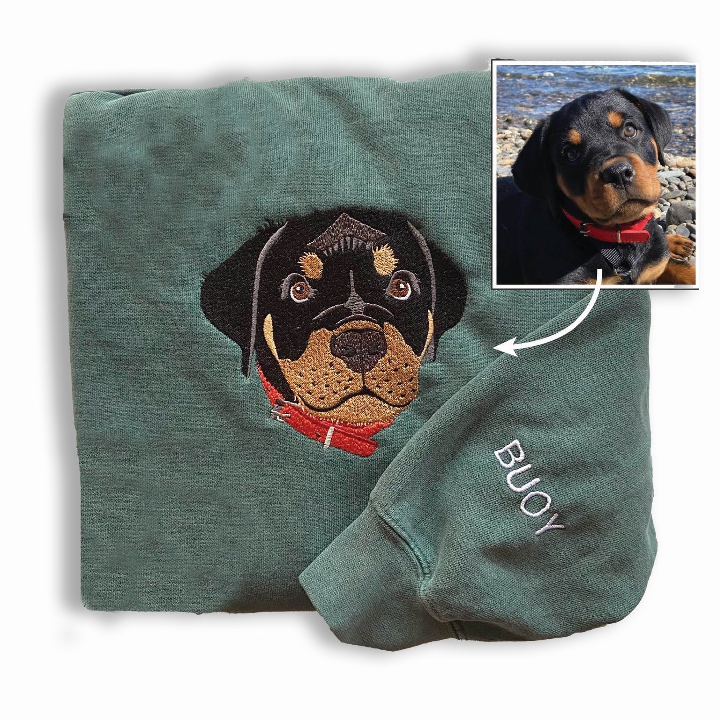 Customize Text & Image Dog Cat Pet Sweatshirt Pet Portrait Embroidered Sweatshirt Hoodie