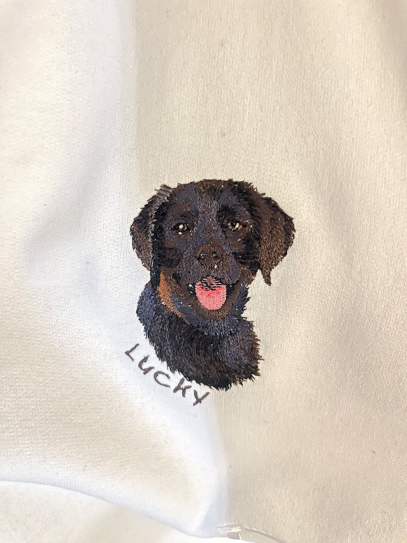 Personalized Embroidered Pet Sweatshirt, Custom Pet Portrait Sweatshirt