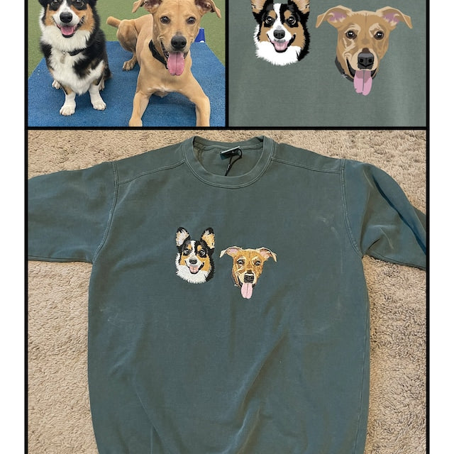Customize Text & Image Dog Cat Pet Sweatshirt Pet Portrait Embroidered Sweatshirt Hoodie