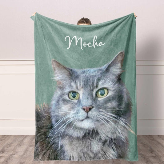 Personalized Pet Photo Blanket for Cat Mom Christmas Gift HET0223H