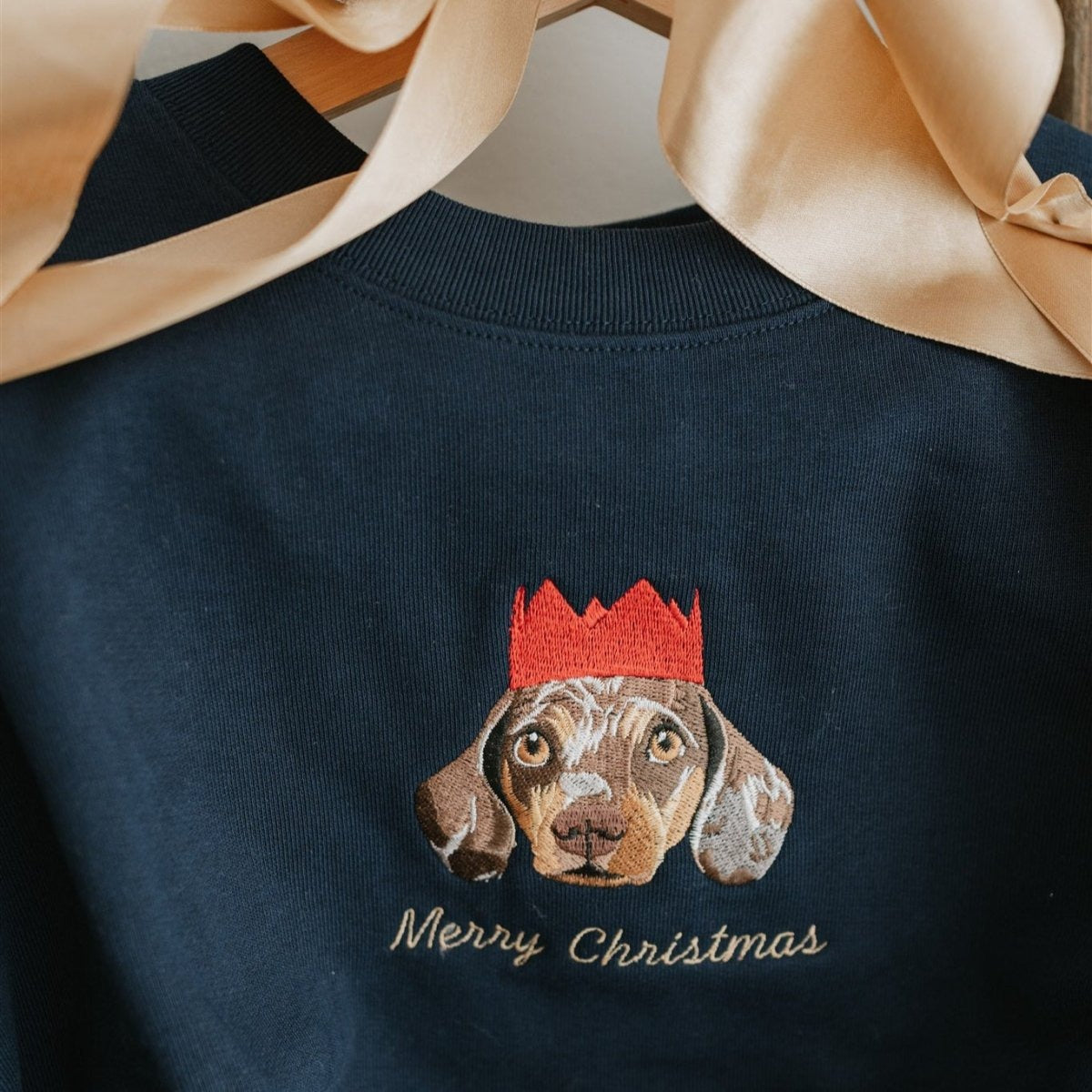 New Embroidered Pet Portrait Organic Christmas Jumper HET0224H