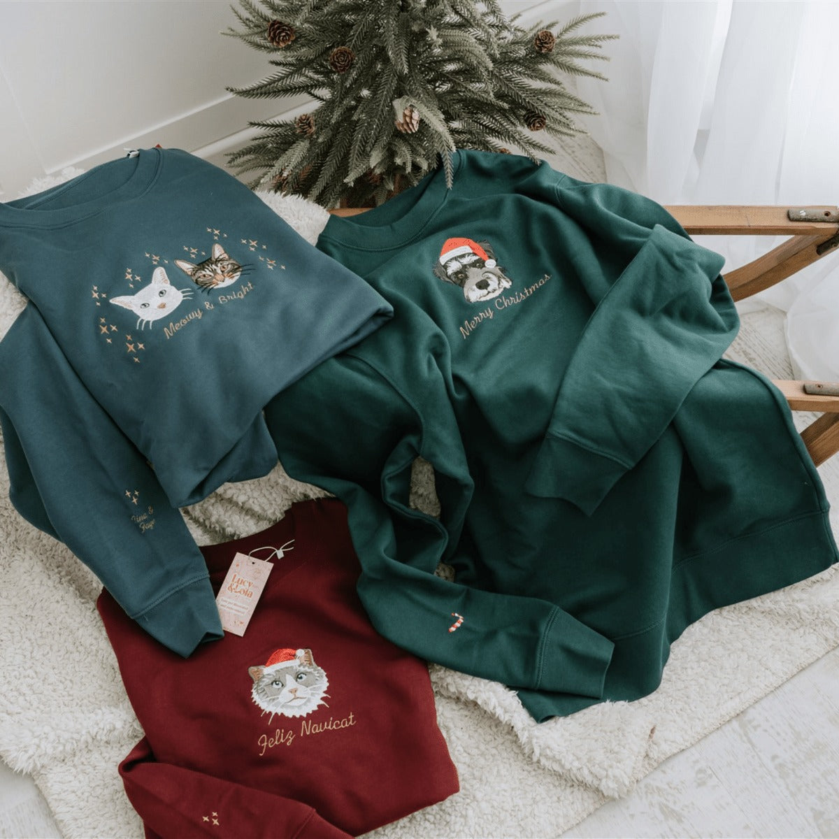 New Embroidered Pet Portrait Organic Christmas Jumper HET0224H