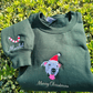 Christmas Custom Pet Face Color Portrait Santa Holiday Crewneck Sweatshirt