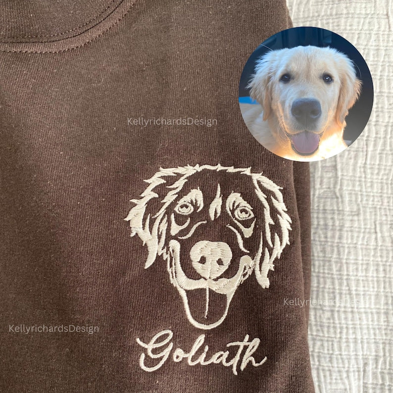 Custom Embroidered Dog Sweatshirt, Personalized Embroidery Pet Portrait Pet Name Sweatshirt Hoodie