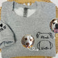 EMBROIDERED Dog Ears Sweatshirt with Personalized Names, Custom Pet Crewneck